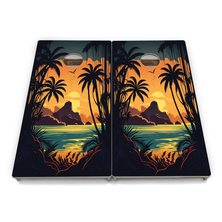 Beach Sunset Cornhole Boards – Tournament Series