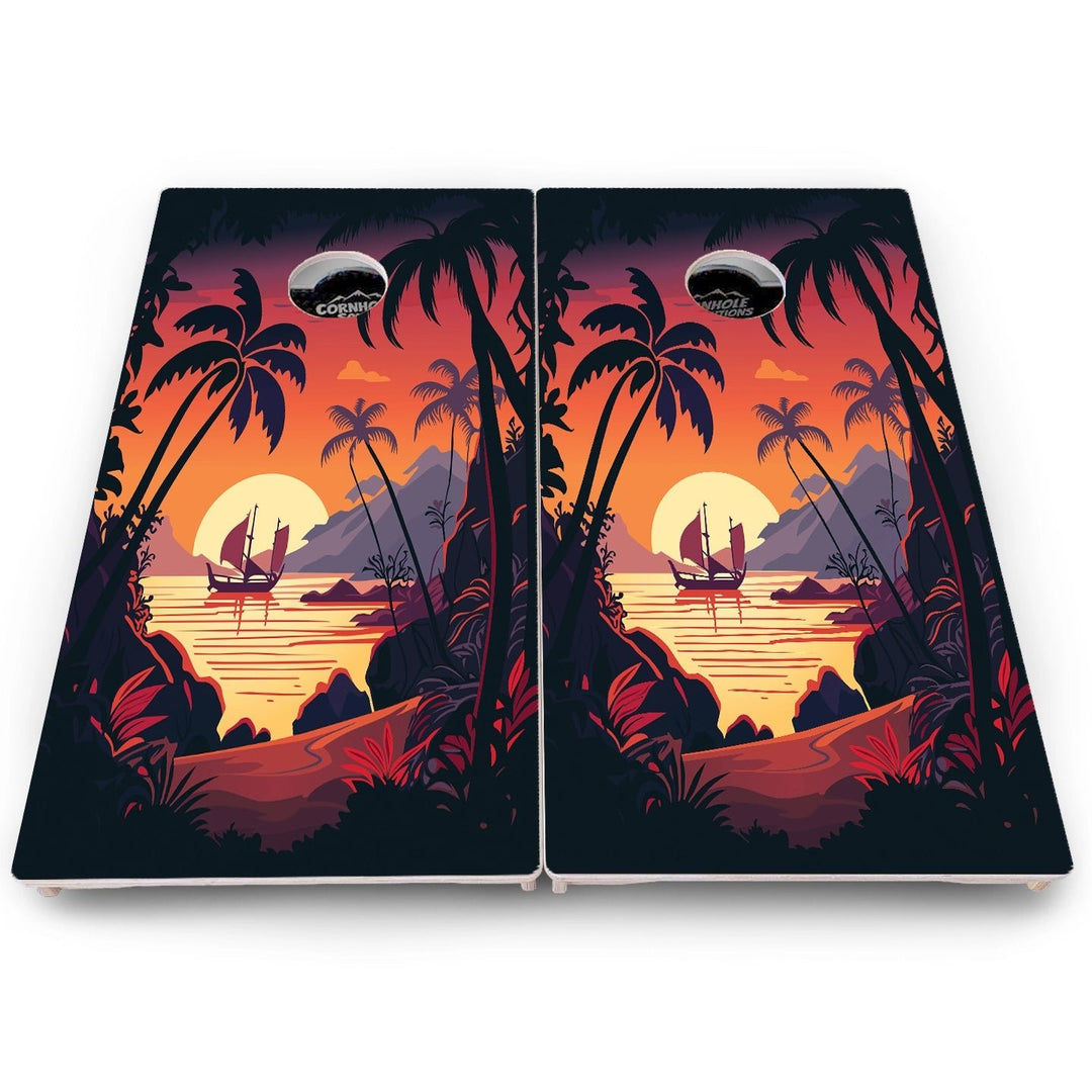Beach Sunset Cornhole Boards – Pro Lite or Pro Elite