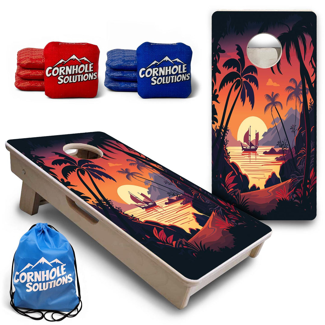 Beach Sunset Design Options - Mini or Vacation Size Cornhole Boards
