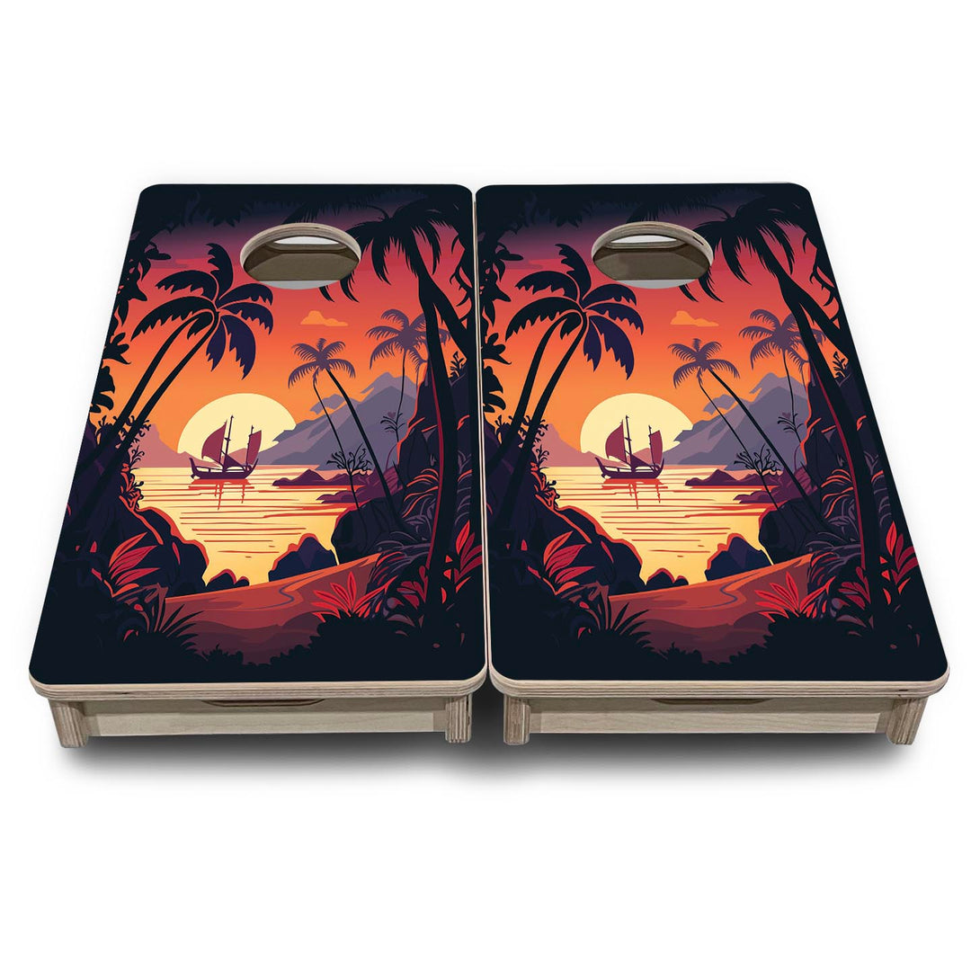 Beach Sunset Design Options - Mini or Vacation Size Cornhole Boards