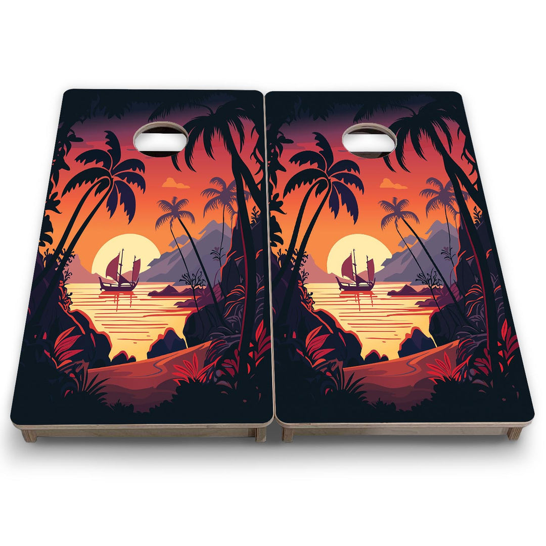 Beach Sunset Design Options - Mini or Vacation Size Cornhole Boards