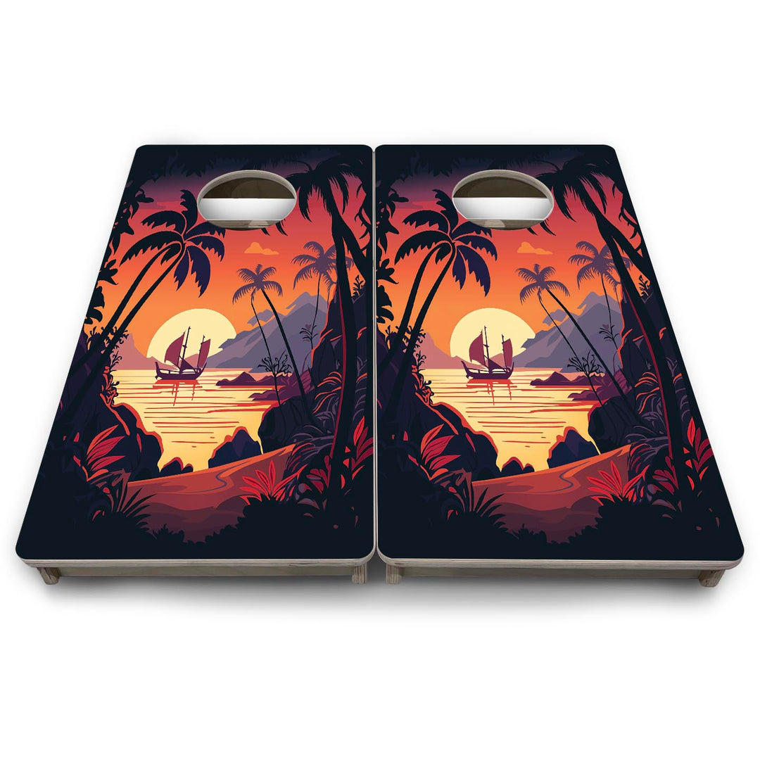 Beach Sunset Design Options - Mini or Vacation Size Cornhole Boards