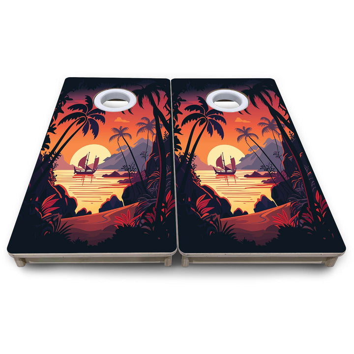 Beach Sunset Design Options - Mini or Vacation Size Cornhole Boards