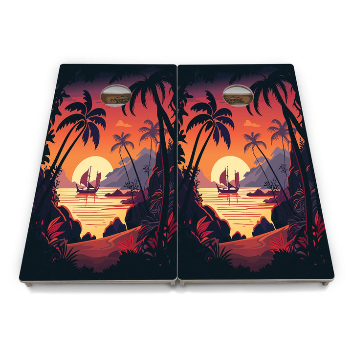 Beach Sunset Cornhole Boards – Tournament Series