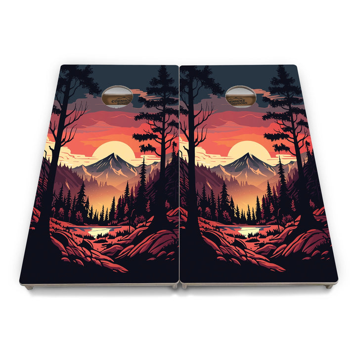 Mountain Sunset Cornhole Boards – Tournament Series