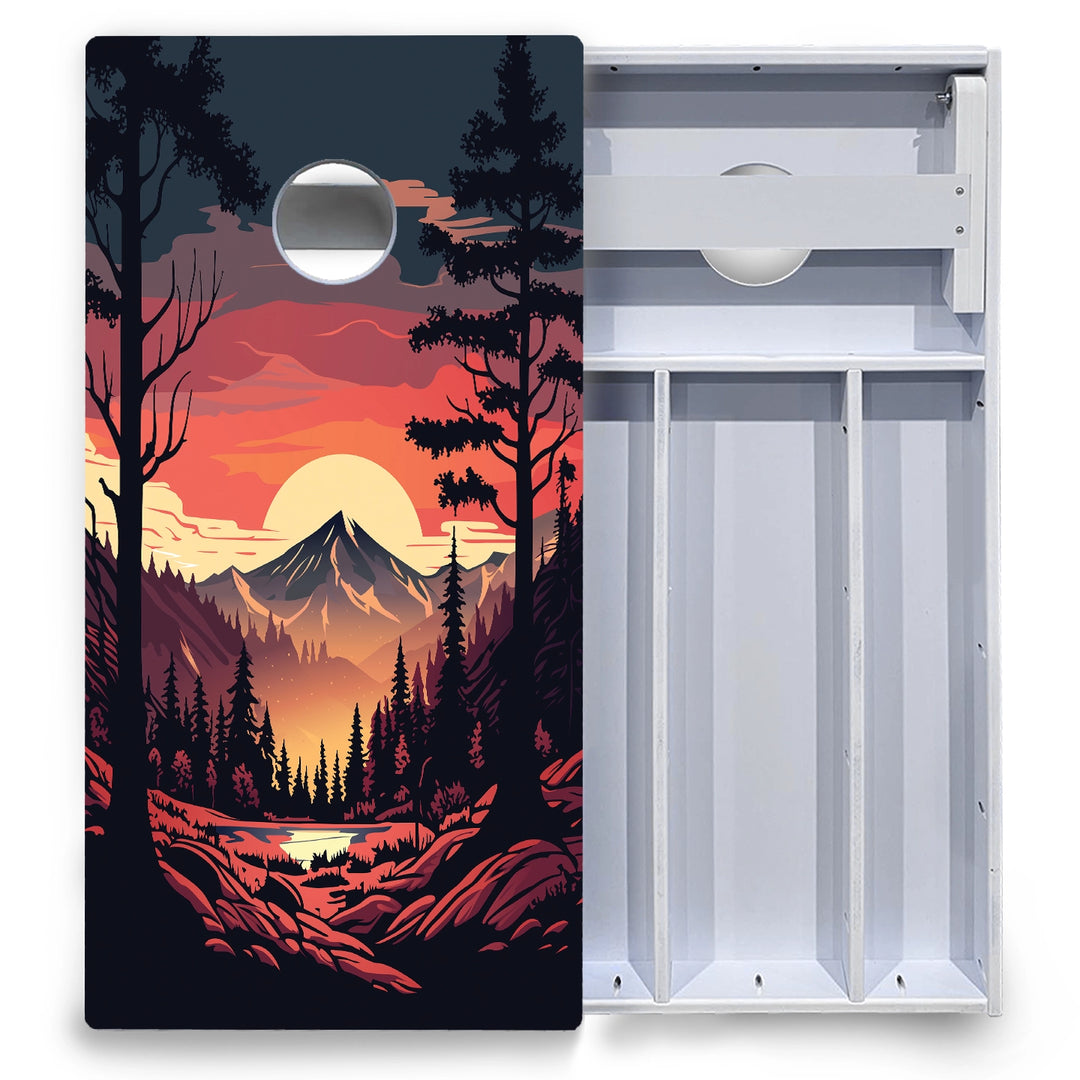 Mountain Sunset Cornhole Boards - All Weather Series