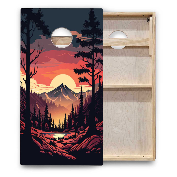 Beach/Mountain Sunset Cornhole Boards - Backyard Series