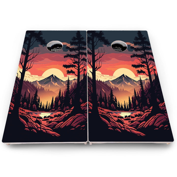 Mountain Sunset Cornhole Boards – Pro Lite or Pro Elite