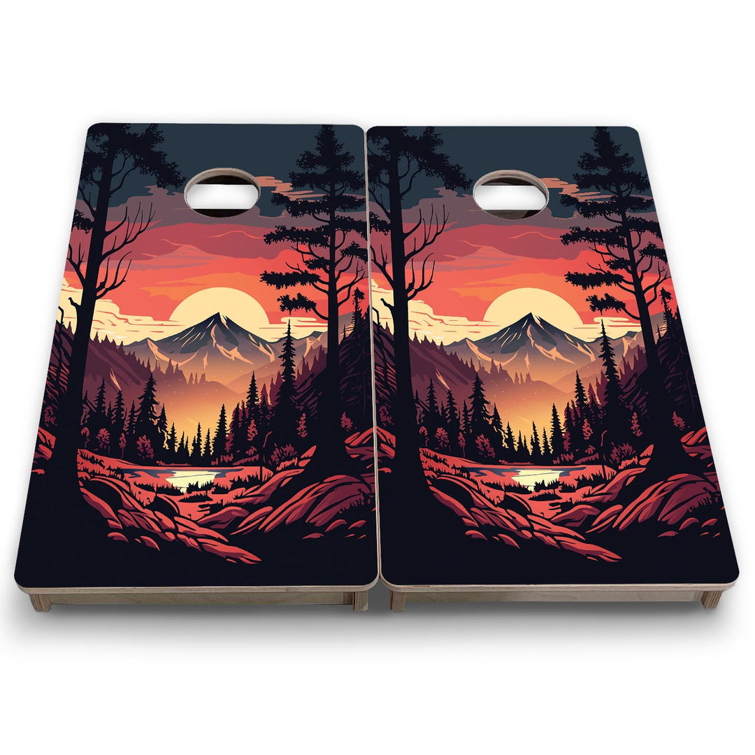 Mountain Sunset Design Options - Mini or Vacation Size Cornhole Boards