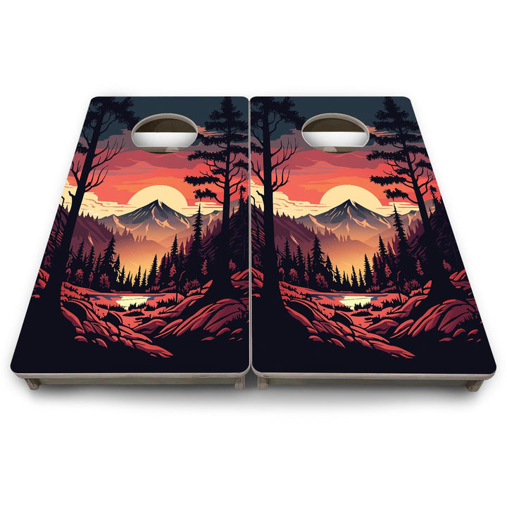 Mountain Sunset Design Options - Mini or Vacation Size Cornhole Boards