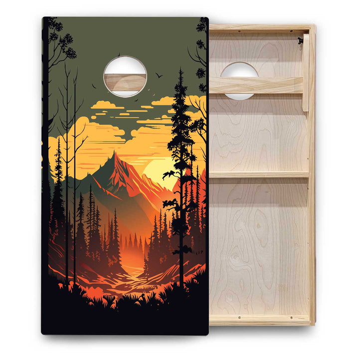 Beach/Mountain Sunset Cornhole Boards - Backyard Series