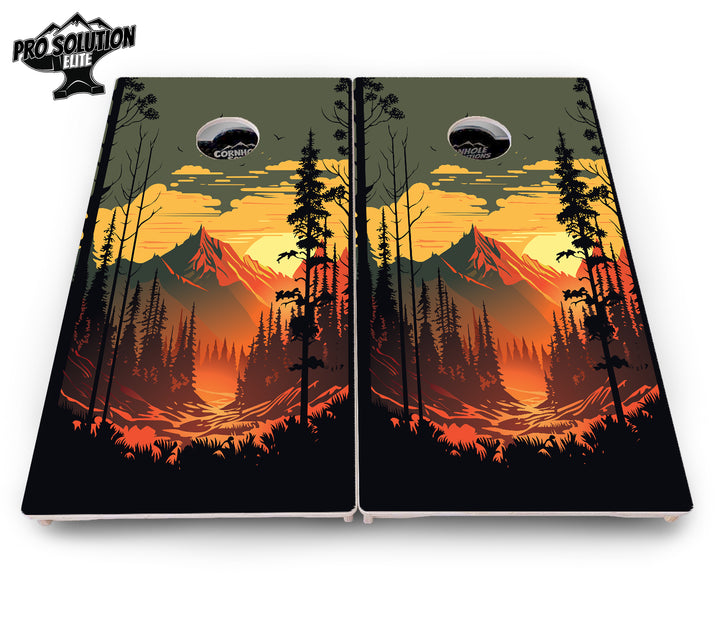 Mountain Sunset Cornhole Boards - Pro Solution Elite Series
