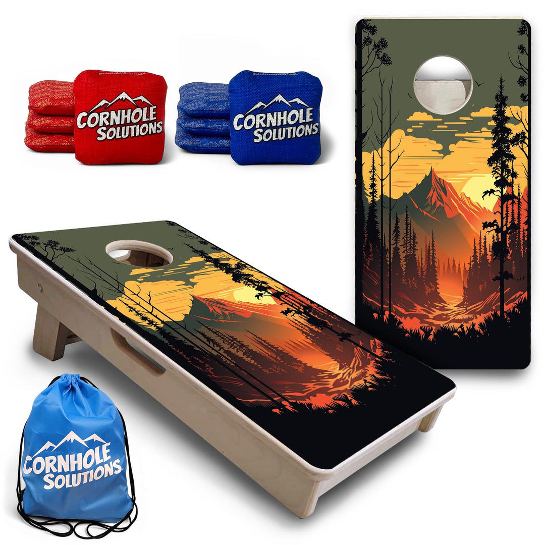 Mountain Sunset Design Options - Mini or Vacation Size Cornhole Boards