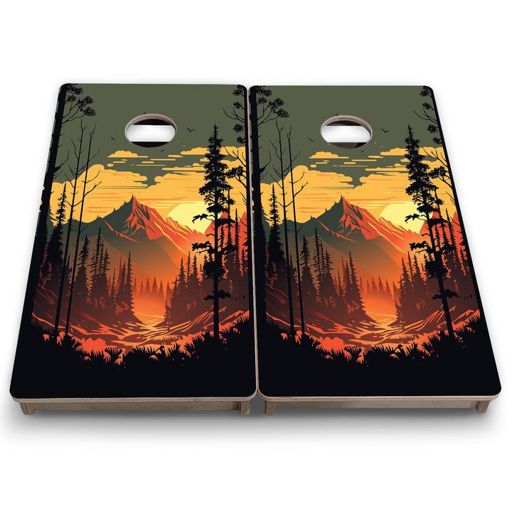 Mountain Sunset Design Options - Mini or Vacation Size Cornhole Boards