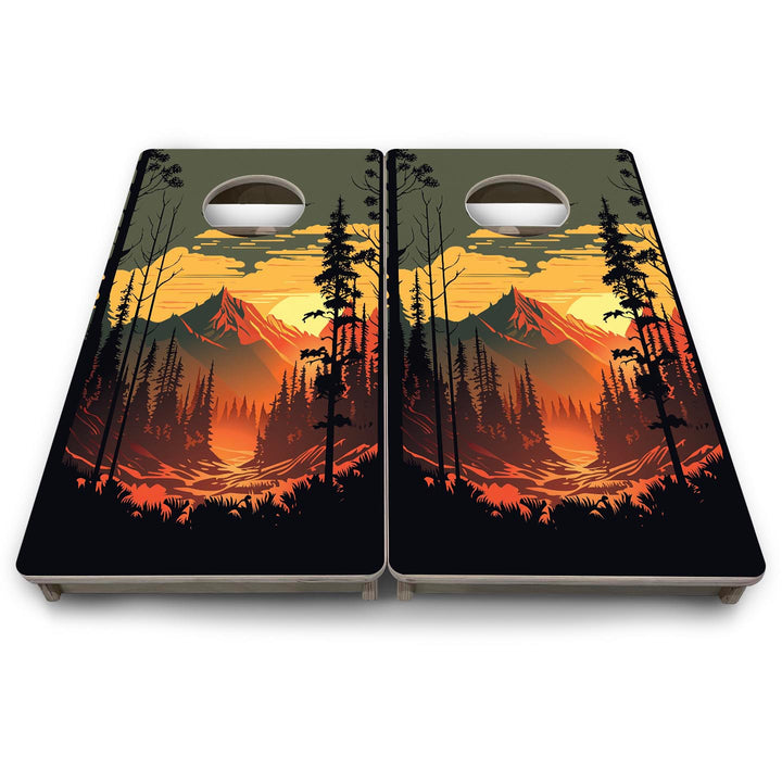 Mountain Sunset Design Options - Mini or Vacation Size Cornhole Boards