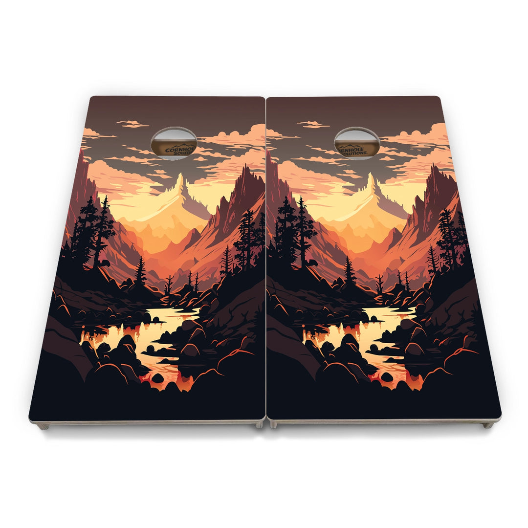 Mountain Sunset Cornhole Boards – Tournament Series