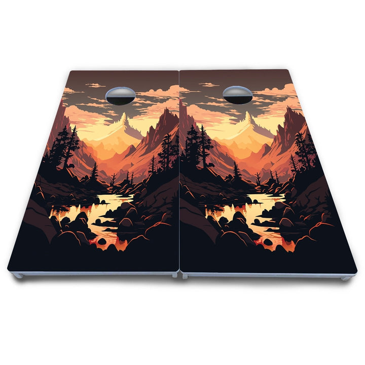 Mountain Sunset Cornhole Boards - All Weather Series