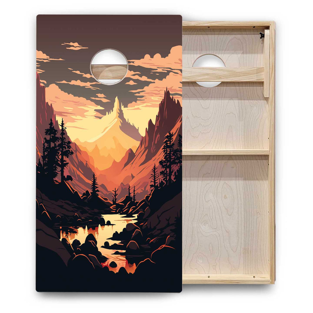Beach/Mountain Sunset Cornhole Boards - Backyard Series