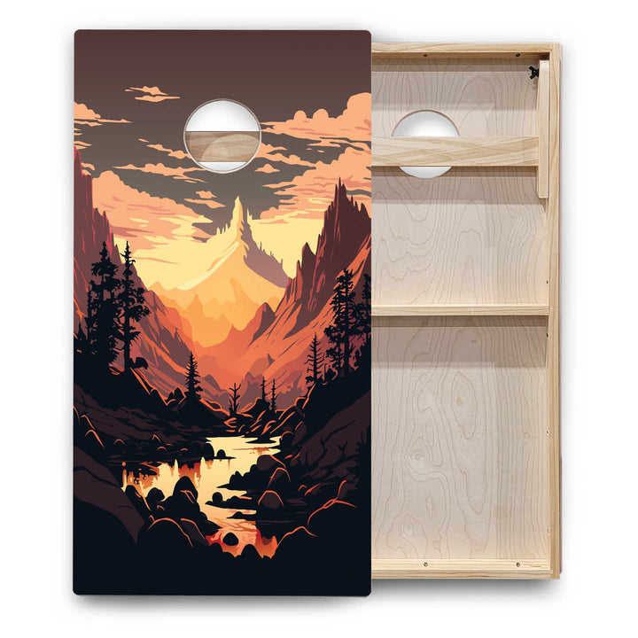 Beach/Mountain Sunset Cornhole Boards - Backyard Series