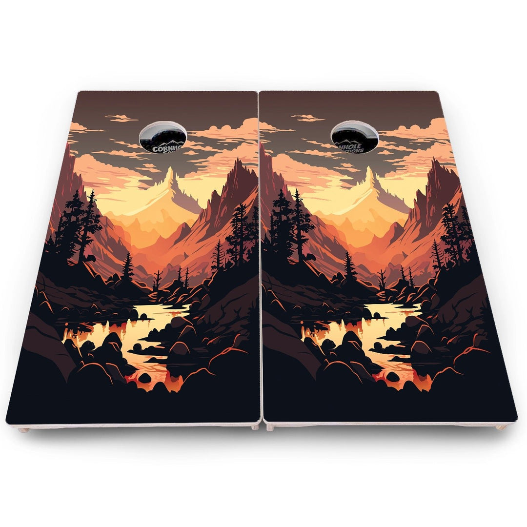 Mountain Sunset Cornhole Boards – Pro Lite or Pro Elite