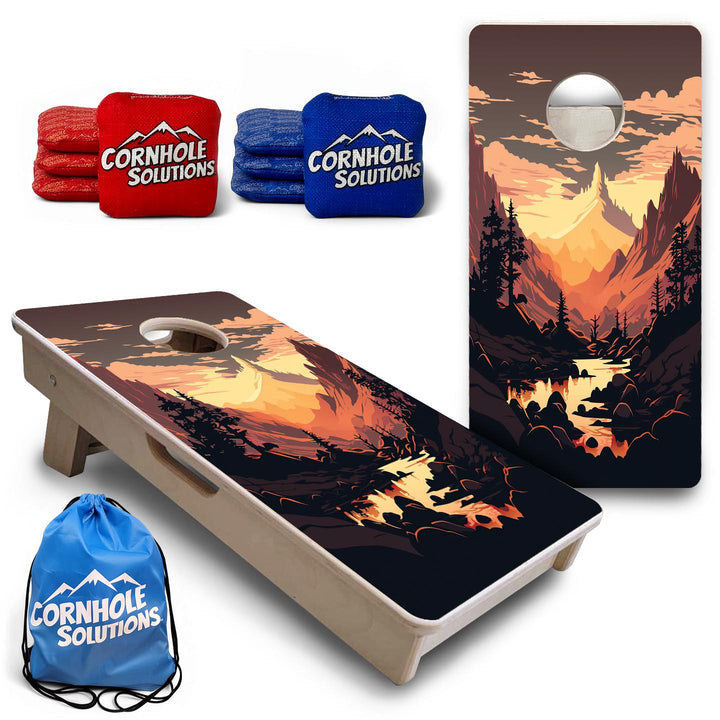 Mountain Sunset Design Options - Mini or Vacation Size Cornhole Boards