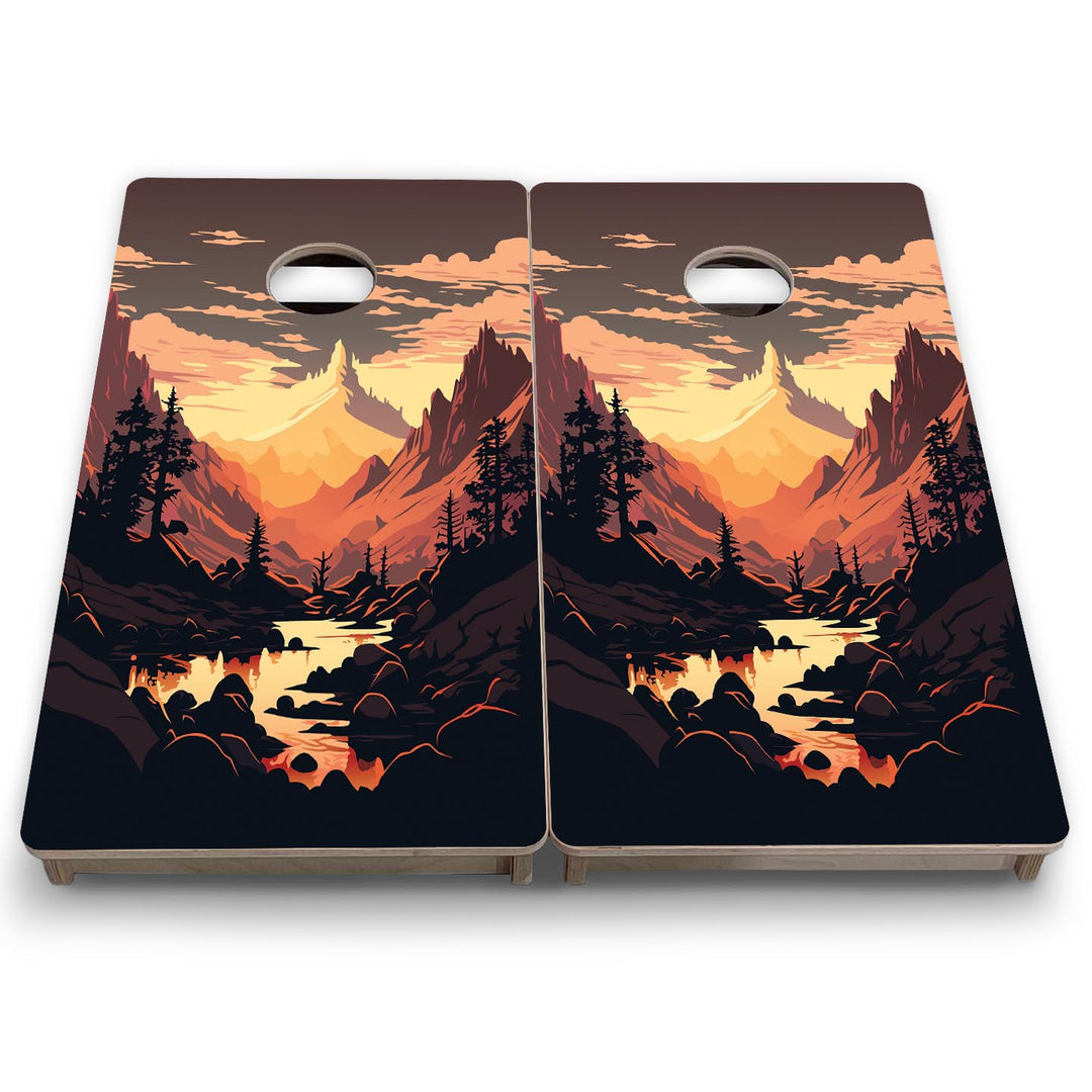 Mountain Sunset Design Options - Mini or Vacation Size Cornhole Boards