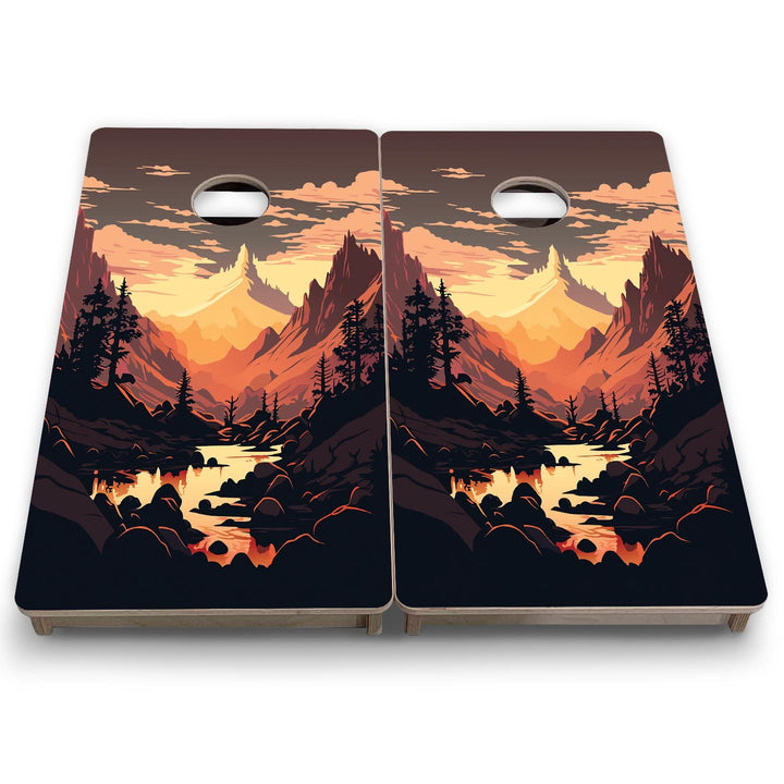 Mountain Sunset Design Options - Mini or Vacation Size Cornhole Boards