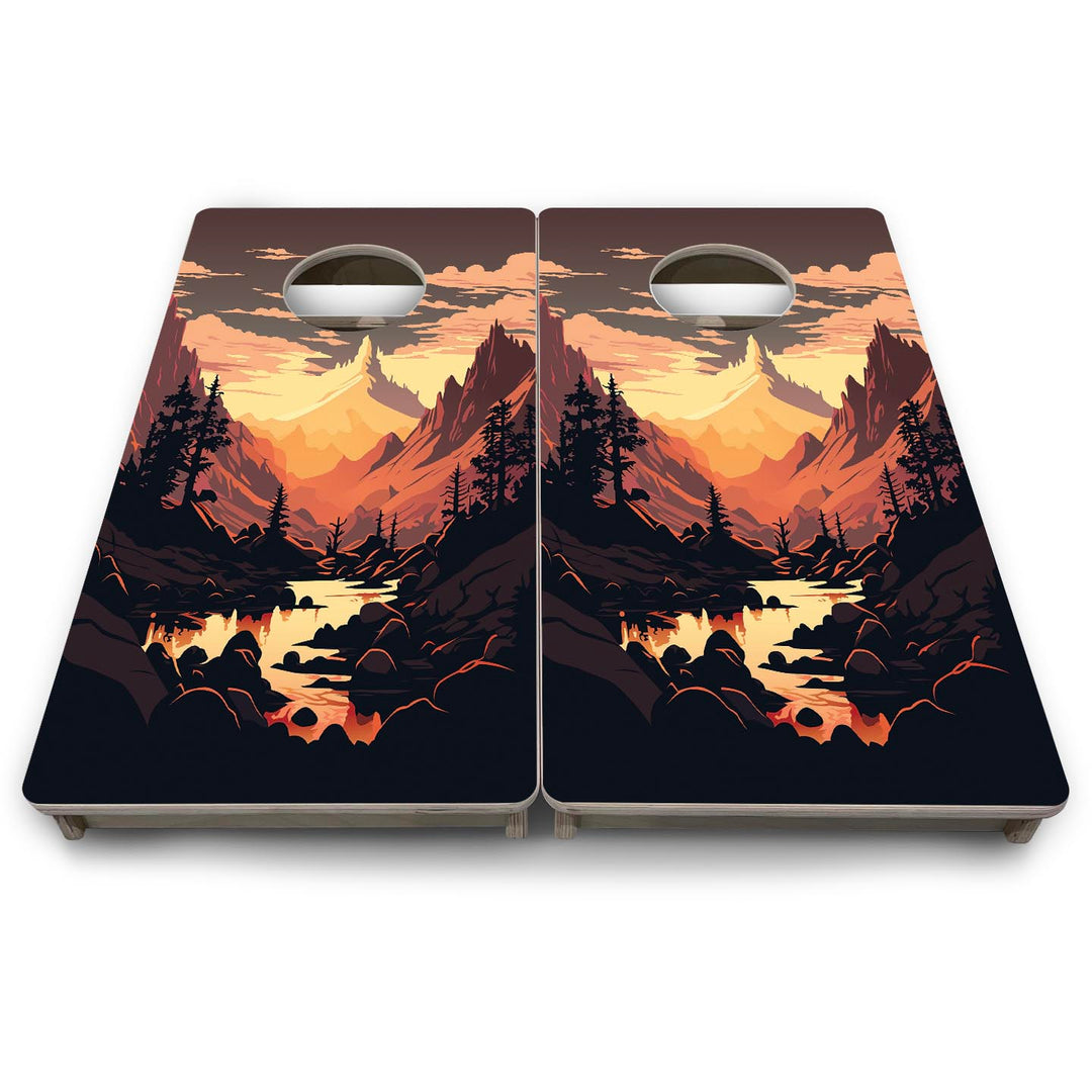 Mountain Sunset Design Options - Mini or Vacation Size Cornhole Boards