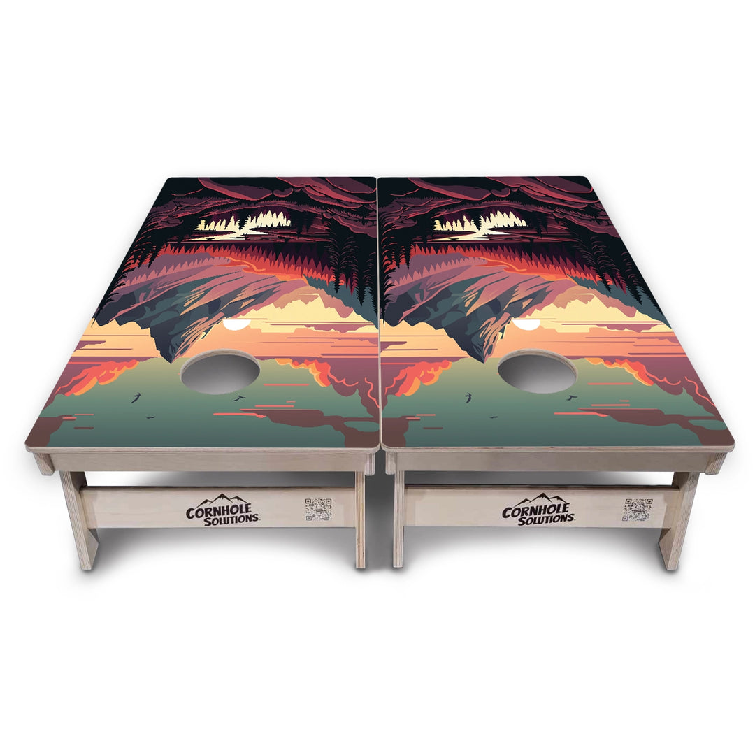 Mountain Sunset Cornhole Boards – Tournament Series
