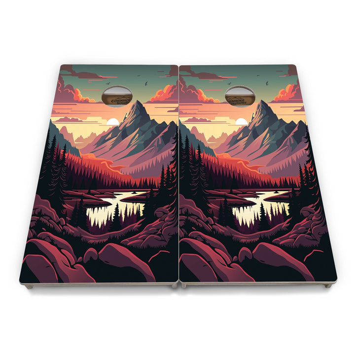 Mountain Sunset Cornhole Boards – Tournament Series