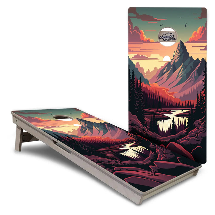 Mountain Sunset Cornhole Boards – Tournament Series