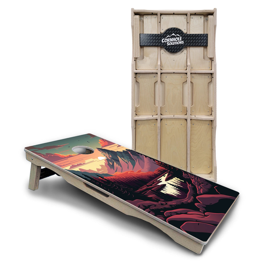 Mountain Sunset Cornhole Boards – Pro Lite or Pro Elite