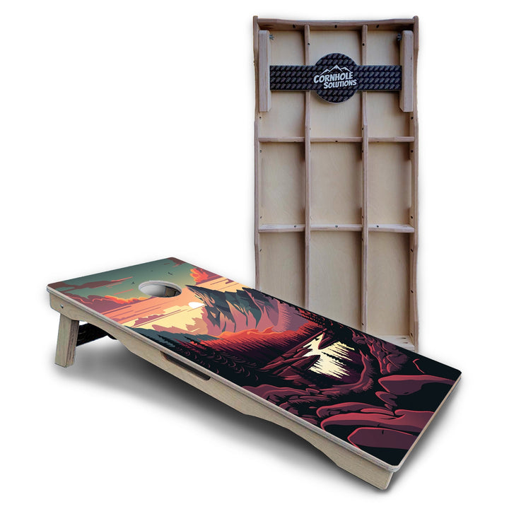 Mountain Sunset Cornhole Boards – Pro Lite or Pro Elite