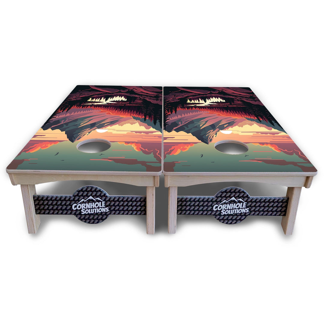 Mountain Sunset Cornhole Boards – Pro Lite or Pro Elite