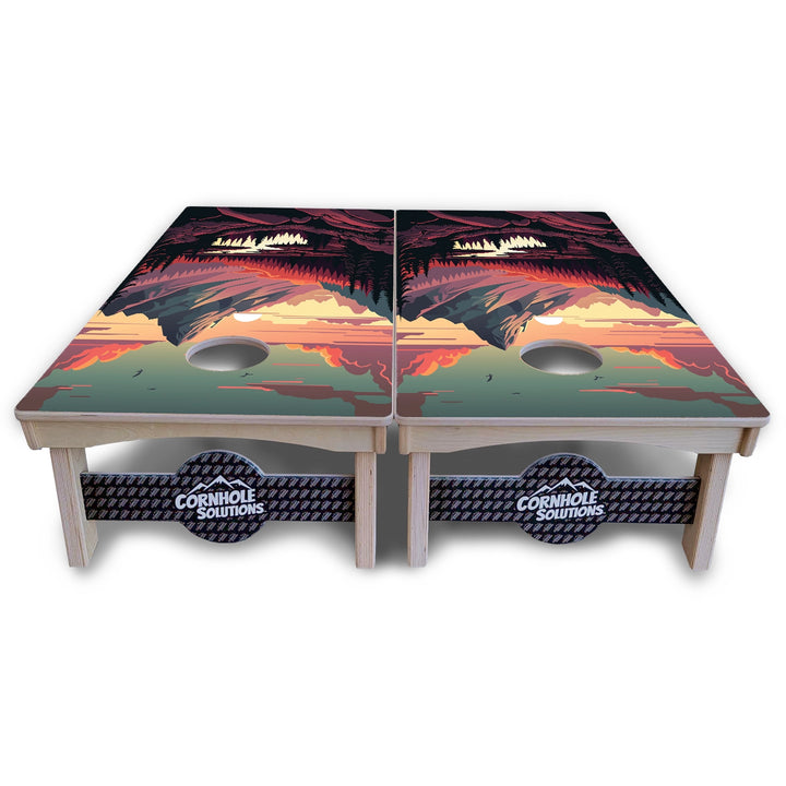 Mountain Sunset Cornhole Boards – Pro Lite or Pro Elite