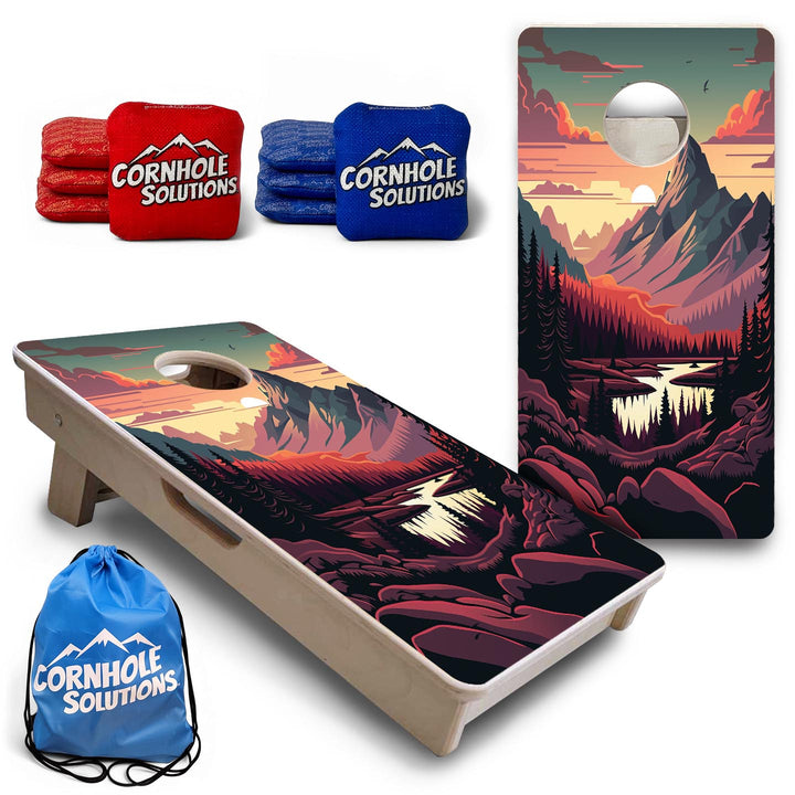 Mountain Sunset Design Options - Mini or Vacation Size Cornhole Boards