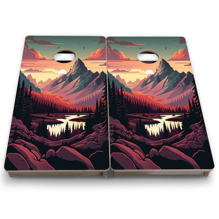 Mountain Sunset Design Options - Mini or Vacation Size Cornhole Boards