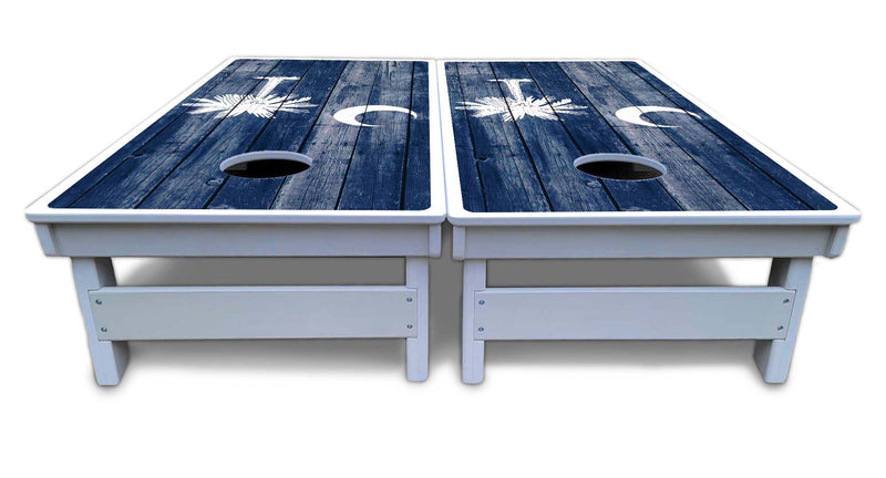 Waterproof - South Carolina Flag - All Weather Boards "Outdoor Solution" 18mm(3/4")Direct UV Printed - Regulation 2' by 4' Cornhole Boards (Set of 2 Boards) Double Thick Legs, with Leg Brace & Dual Support Braces!