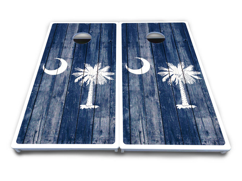 Waterproof - South Carolina Flag - All Weather Boards "Outdoor Solution" 18mm(3/4")Direct UV Printed - Regulation 2' by 4' Cornhole Boards (Set of 2 Boards) Double Thick Legs, with Leg Brace & Dual Support Braces!