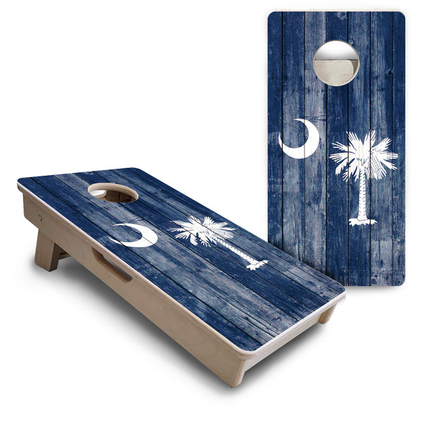 Mini Cornhole 12"x24" Boards - 4" holes - South Carolina Distressed Flag - 3/4″ Baltic Birch