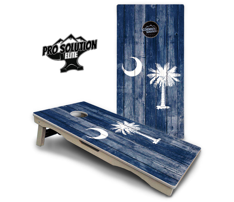 Pro Solution Elite - South Carolina Flag - Professional Tournament Cornhole Boards 3/4" Baltic Birch - Zero Bounce Zero Movement Vertical Interlocking Braces for Extra Weight & Stability +Double Thick Legs +Airmail Blocker