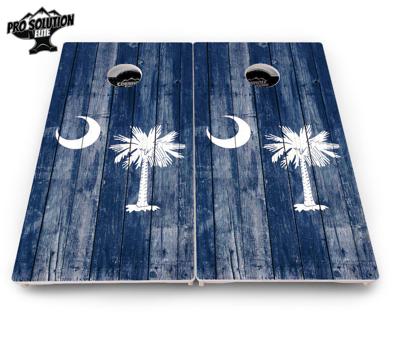 Pro Solution Elite - South Carolina Flag - Professional Tournament Cornhole Boards 3/4" Baltic Birch - Zero Bounce Zero Movement Vertical Interlocking Braces for Extra Weight & Stability +Double Thick Legs +Airmail Blocker