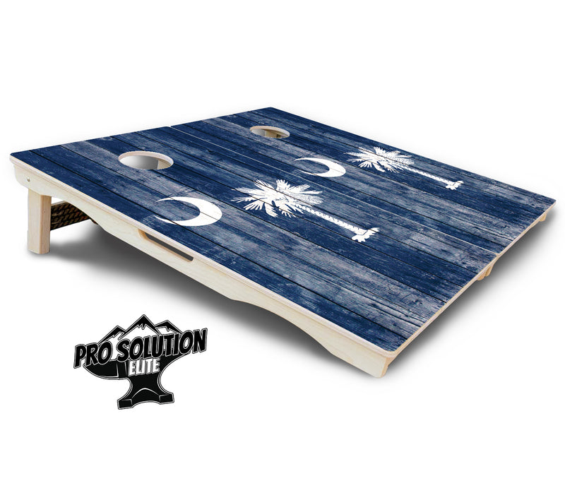 Pro Solution Elite - South Carolina Flag - Professional Tournament Cornhole Boards 3/4" Baltic Birch - Zero Bounce Zero Movement Vertical Interlocking Braces for Extra Weight & Stability +Double Thick Legs +Airmail Blocker