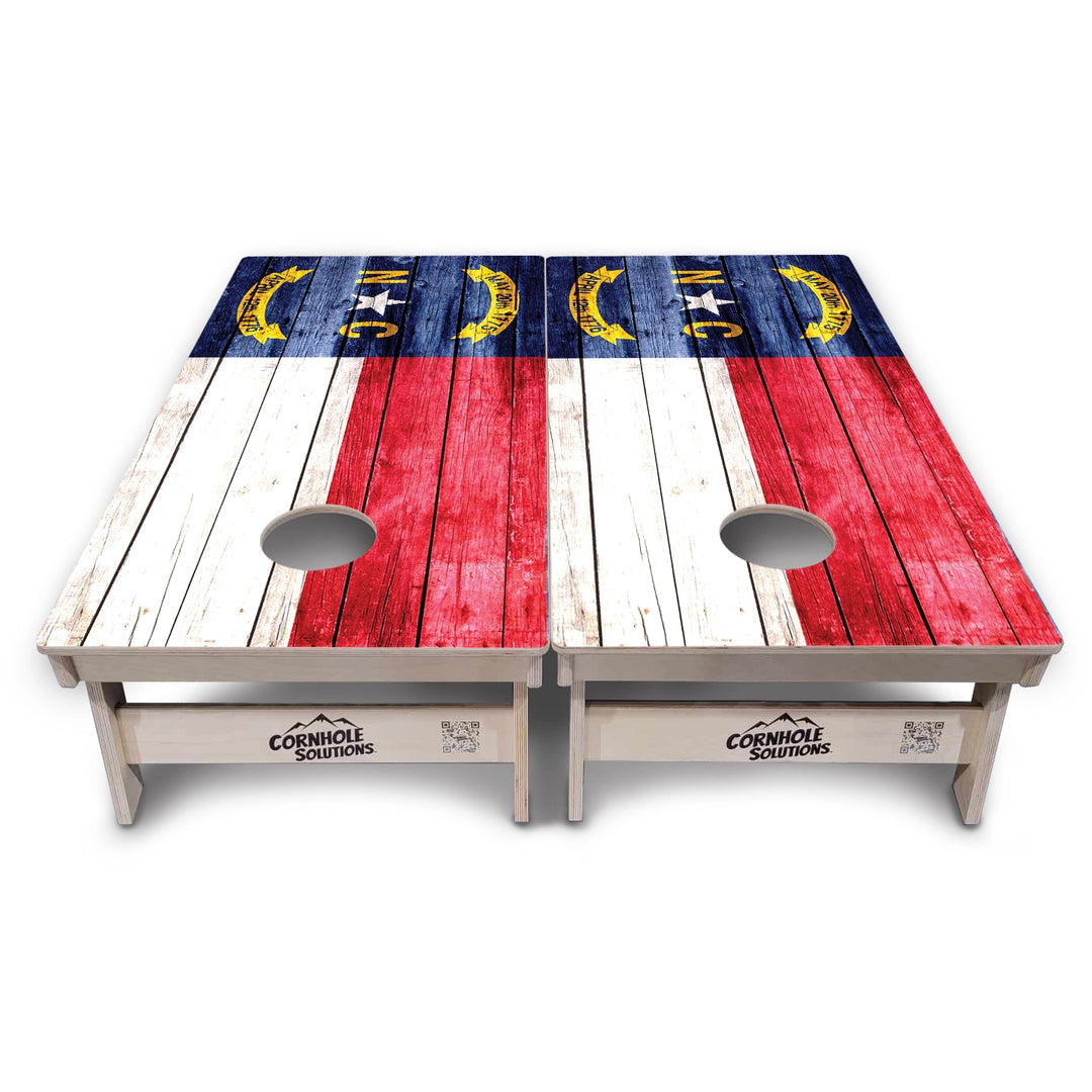 Rustic North Carolina Flag Cornhole Boards – Tournament Series