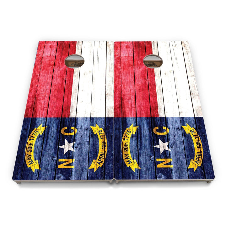 Rustic North Carolina Flag Cornhole Boards – Tournament Series