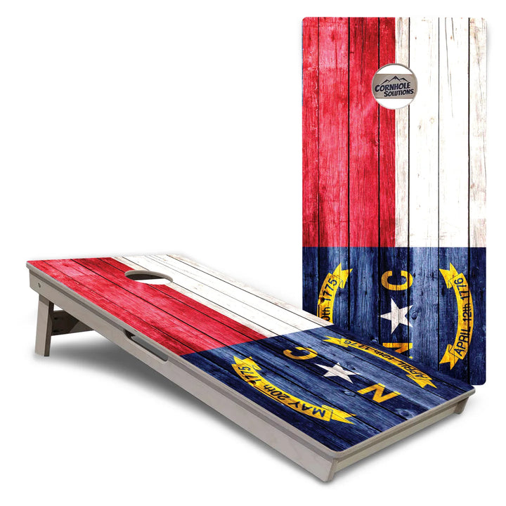 Rustic North Carolina Flag Cornhole Boards – Tournament Series