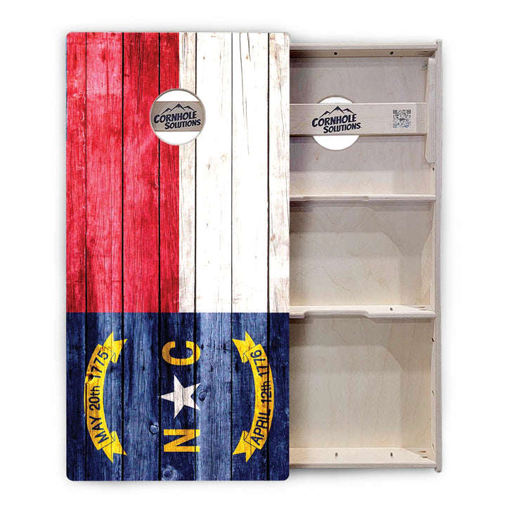 Rustic North Carolina Flag Cornhole Boards – Tournament Series
