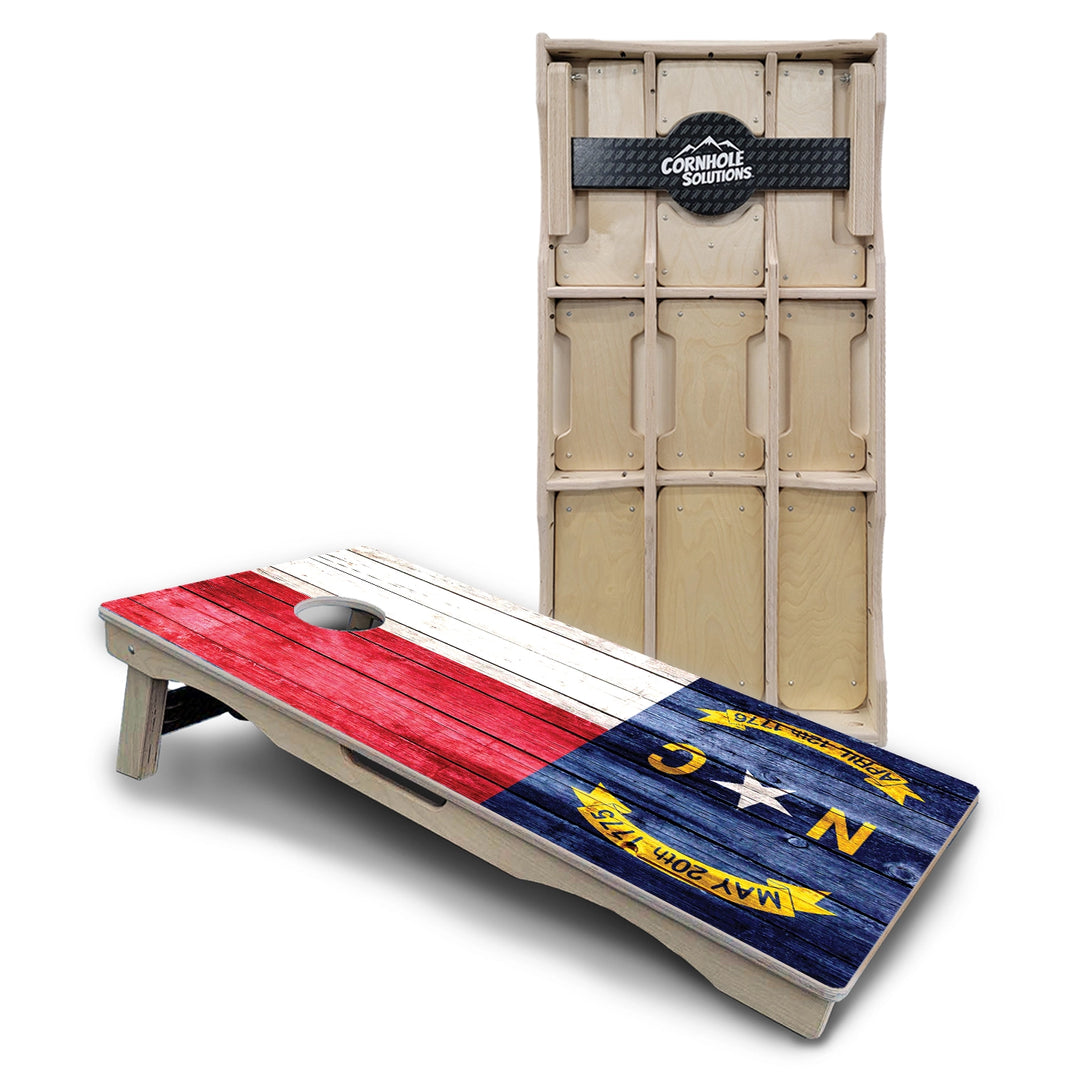 Rustic North Carolina Flag Cornhole Boards – Pro Lite or Pro Elite