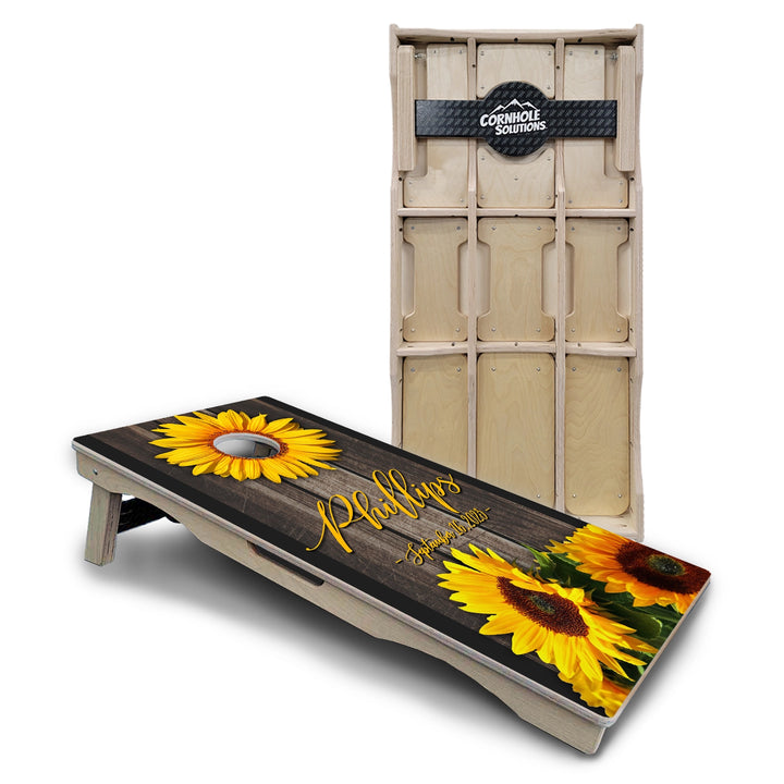 Family Sunflower Cornhole Boards – Pro Lite or Pro Elite