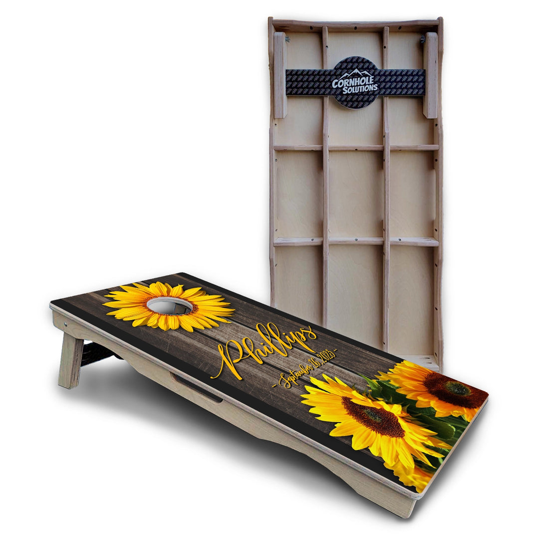 Family Sunflower Cornhole Boards – Pro Lite or Pro Elite